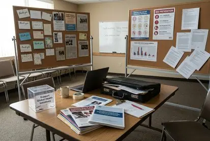 HIV prevention materials on a clinic table.